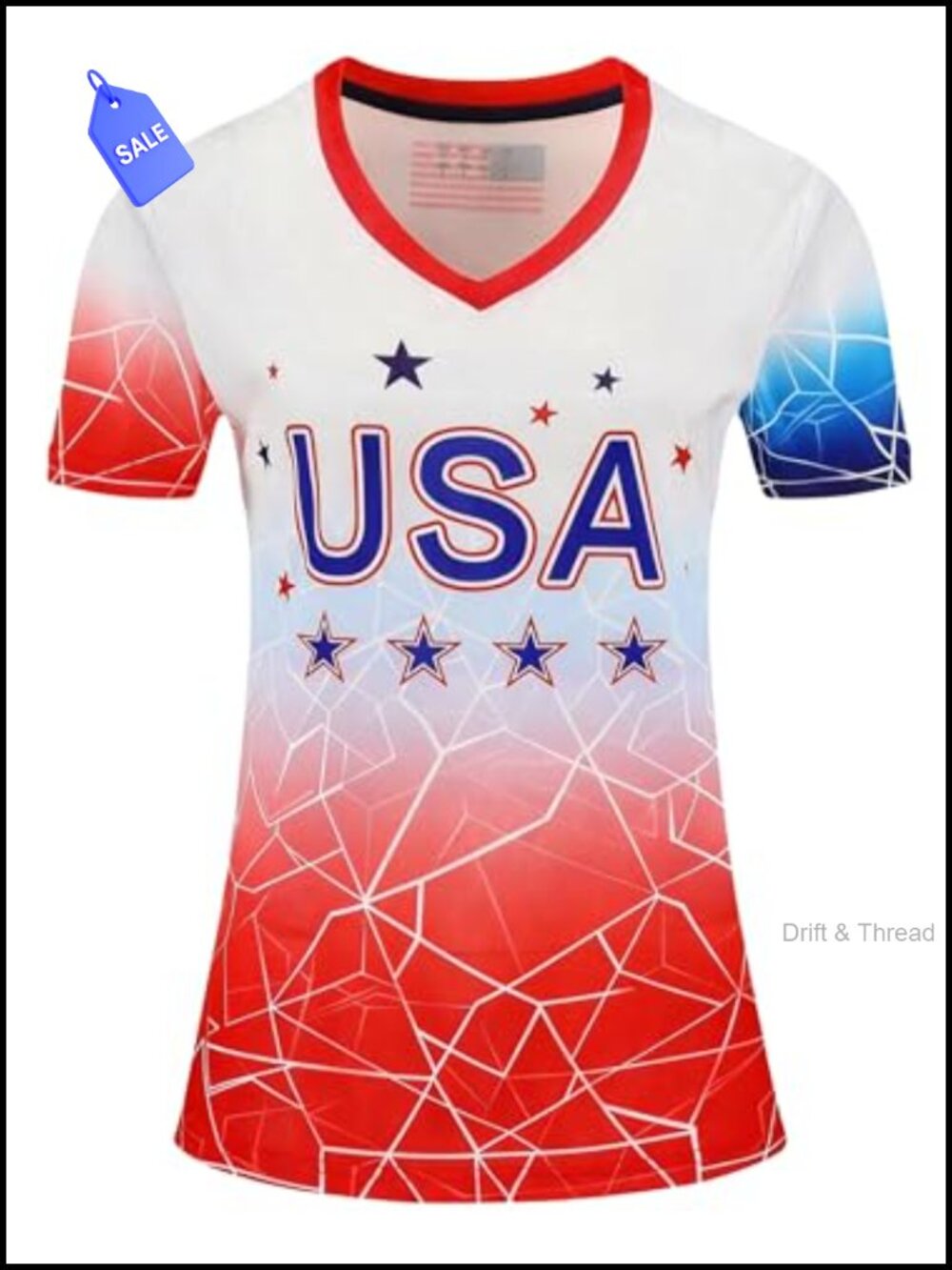 Women's Soccer Jersey Slim Fit V-Neck Short Sleeve Athletic Tee